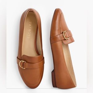 Talbots Ryan D Ring Leather Loafers Scandi Girl Cognac Size 9 1/2